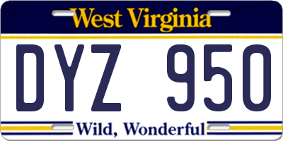 WV license plate DYZ950