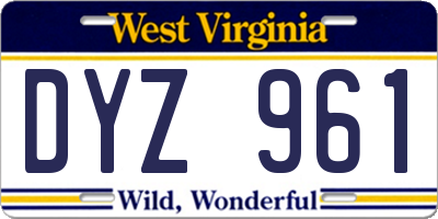 WV license plate DYZ961