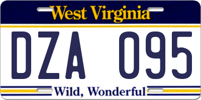 WV license plate DZA095