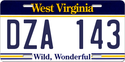 WV license plate DZA143