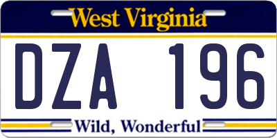 WV license plate DZA196