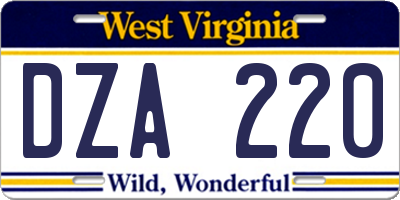 WV license plate DZA220