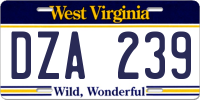 WV license plate DZA239