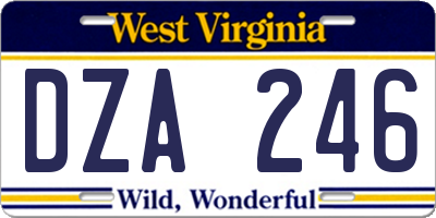 WV license plate DZA246
