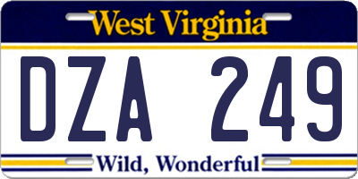 WV license plate DZA249