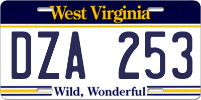 WV license plate DZA253