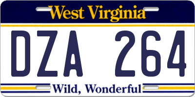 WV license plate DZA264