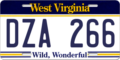 WV license plate DZA266