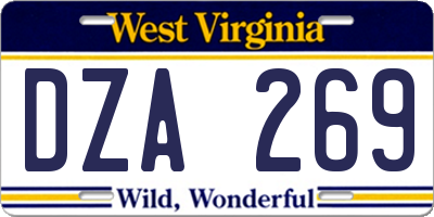 WV license plate DZA269