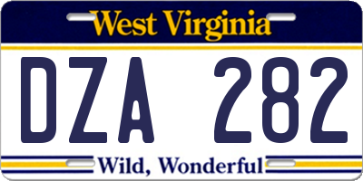 WV license plate DZA282