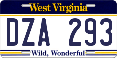 WV license plate DZA293