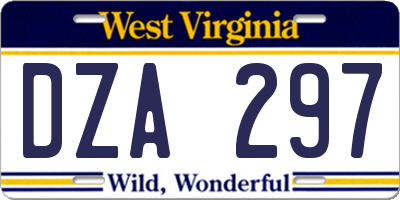 WV license plate DZA297