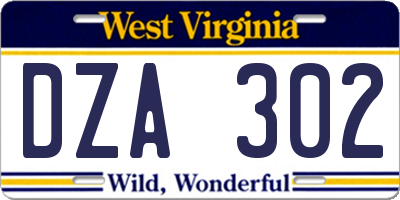 WV license plate DZA302