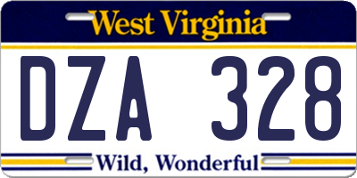 WV license plate DZA328