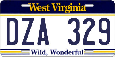 WV license plate DZA329