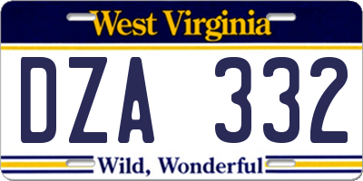 WV license plate DZA332