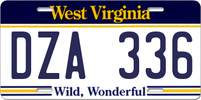 WV license plate DZA336