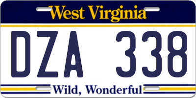 WV license plate DZA338