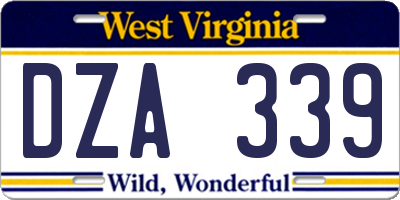 WV license plate DZA339