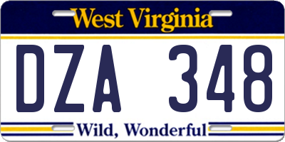 WV license plate DZA348