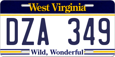 WV license plate DZA349