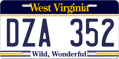 WV license plate DZA352