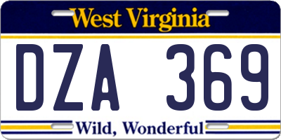 WV license plate DZA369