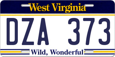 WV license plate DZA373