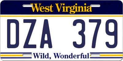 WV license plate DZA379