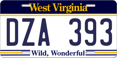 WV license plate DZA393