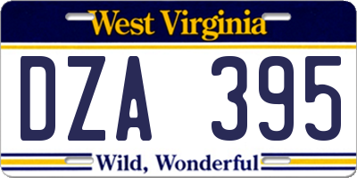 WV license plate DZA395