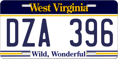 WV license plate DZA396