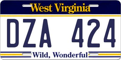 WV license plate DZA424
