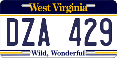 WV license plate DZA429