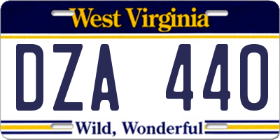 WV license plate DZA440
