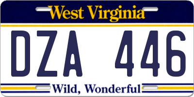 WV license plate DZA446