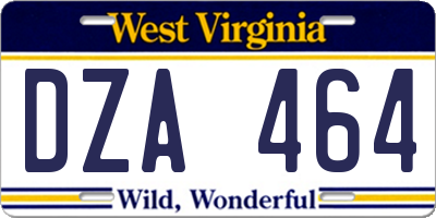 WV license plate DZA464