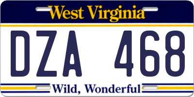 WV license plate DZA468