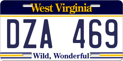 WV license plate DZA469