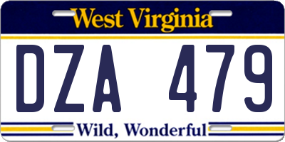 WV license plate DZA479