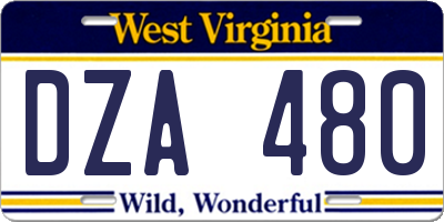 WV license plate DZA480