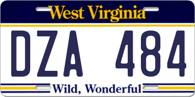 WV license plate DZA484