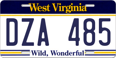 WV license plate DZA485