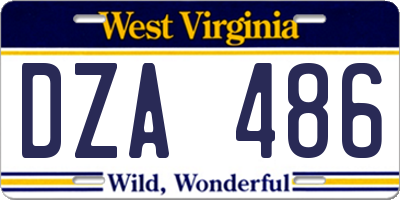 WV license plate DZA486