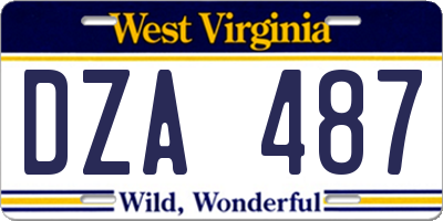 WV license plate DZA487