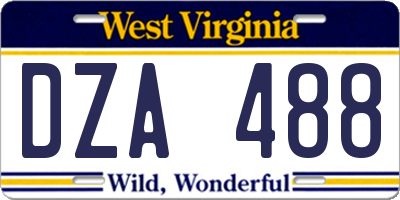 WV license plate DZA488