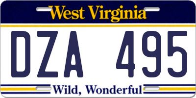 WV license plate DZA495
