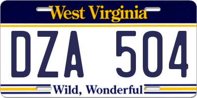 WV license plate DZA504
