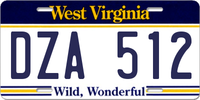WV license plate DZA512