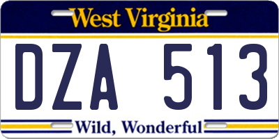 WV license plate DZA513